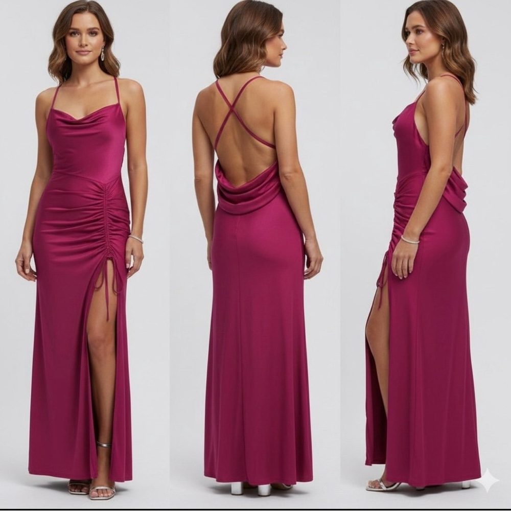 Elegant Magenta Evening Gown